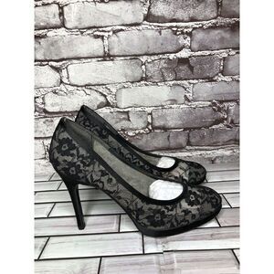 Stuart Weitzman Black Platform Satin Floral Round Toe High Heels Women Sz 10N US